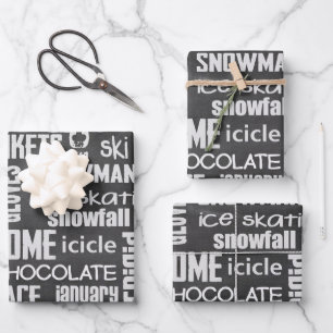 Feuille De Papier Cadeau Collage du tableau de bord d'hiver