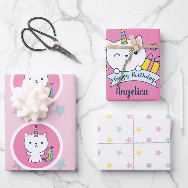 Feuille De Papier Cadeau Collection Caticorn 1 | (Recto)