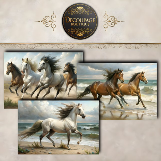 Feuille De Papier Cadeau Collection de chevaux sauvages Decoupage (Wild Horses Collection Decoupage Wrapping Paper Sheets)
