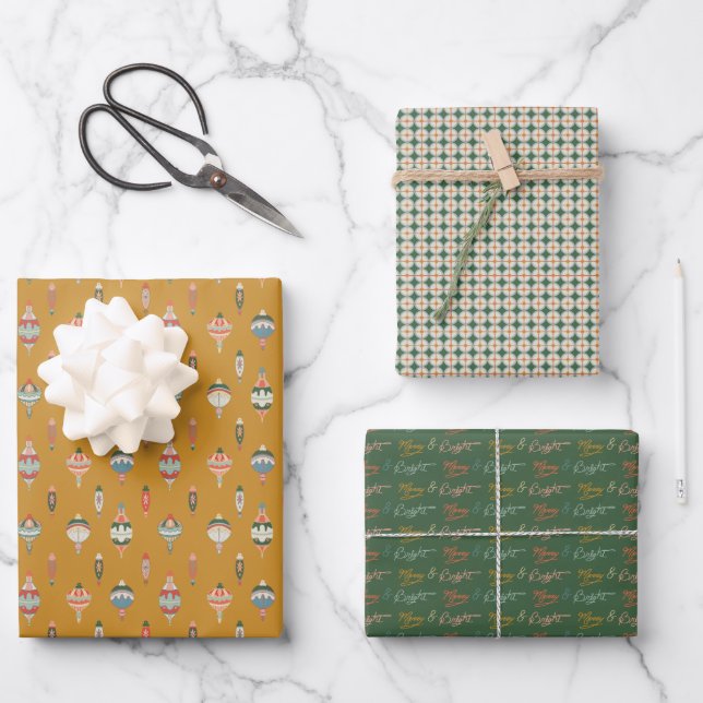 Feuille De Papier Cadeau Collection de décorations Merry + Bright  (Recto)