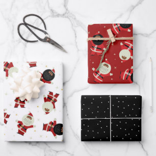Feuille De Papier Cadeau Collection de Motifs de la fête de Père Noël en no