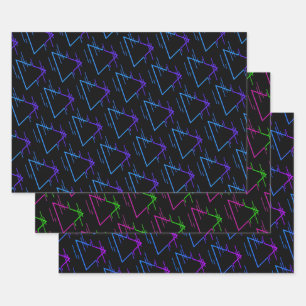 Feuille De Papier Cadeau Collection de Motifs géométriques Retro Neon