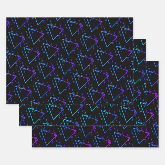 Feuille De Papier Cadeau Collection de Motifs géométriques Retro Neon (Lot)