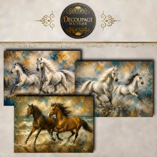 Feuille De Papier Cadeau Collection Decoupage Chevaux au Galop