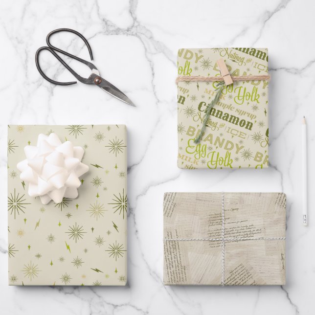 Feuille De Papier Cadeau Collection Eggnog - Avocado (Recto)