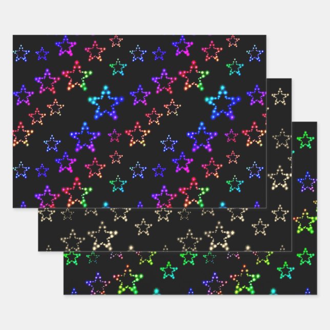 Feuille De Papier Cadeau Collection Étoiles Pailletées (Lot)