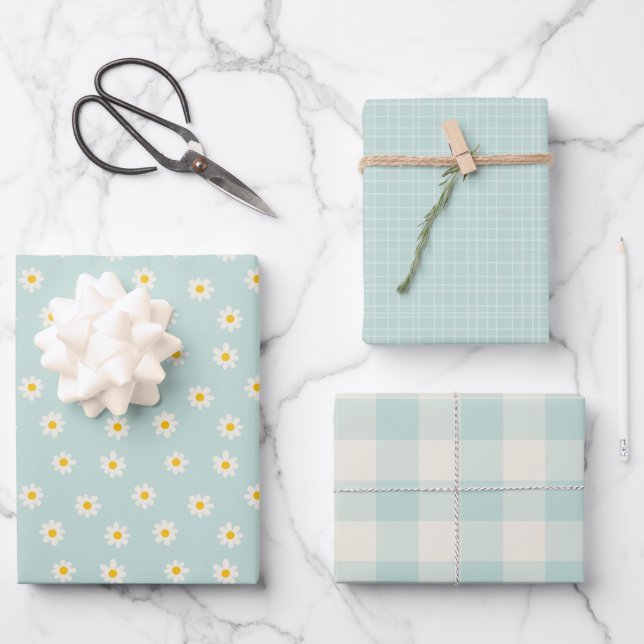 Feuille De Papier Cadeau Collection Little One - sarcelle douce (Recto)