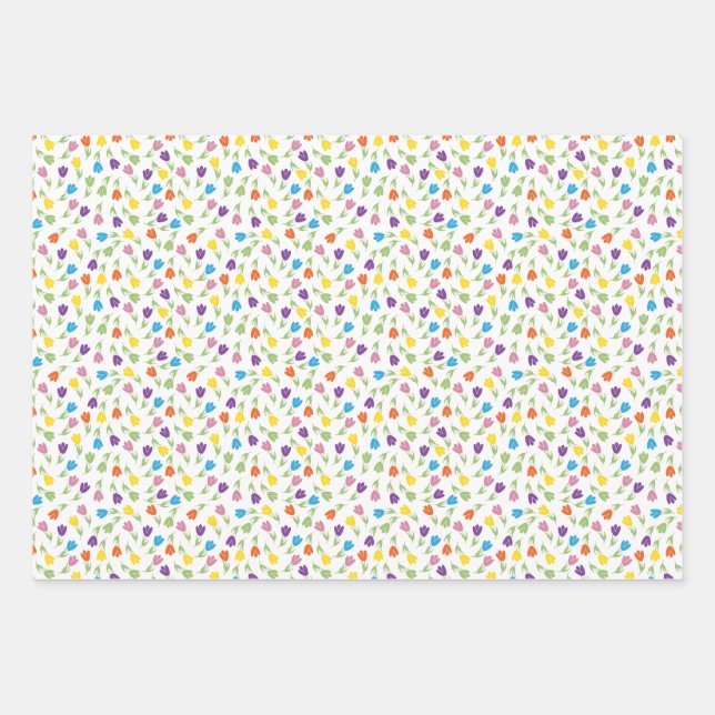 Feuille De Papier Cadeau Collection motif de tulipes (Devant 3)