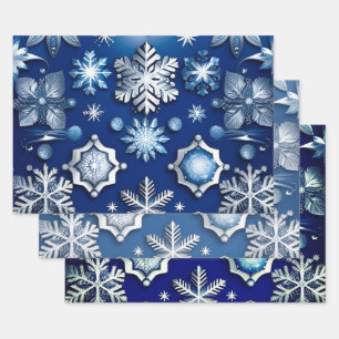 Feuille De Papier Cadeau Collection Motif Fléau bleu