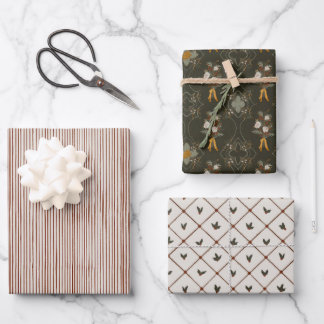 Feuille De Papier Cadeau Collection Noël | Grille, florale, enrobage creux