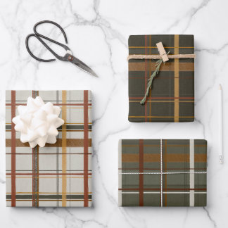 Feuille De Papier Cadeau Collection Noël | Plaids Vert, Crème, Tan
