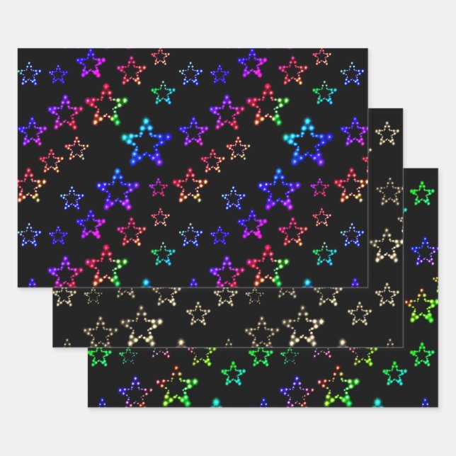 Feuille De Papier Cadeau Collection parties scintillant Stars (Lot)