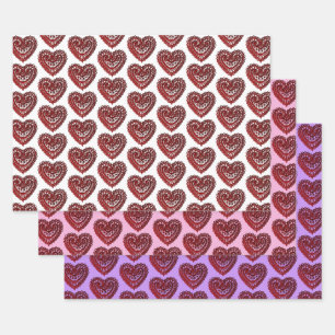 Feuille De Papier Cadeau Collection Red Filigree Hearts