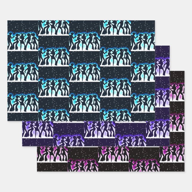 Feuille De Papier Cadeau Collection Retro Dance Party (Lot)