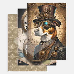 Feuille De Papier Cadeau Collection Steampunk Animal - Dog