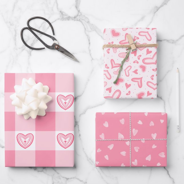 Feuille De Papier Cadeau Collection Valentine Hearts (Recto)
