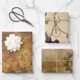 Feuille De Papier Cadeau Collection Vintage Steampunk