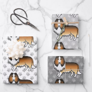 Feuille De Papier Cadeau Colley Rough Sable Motif Chien Dessin Animé Mignon