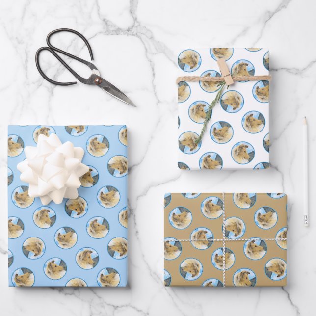 Feuille De Papier Cadeau Collie Peinture Rough Sable Merle Original Chien A (Recto)