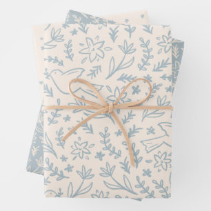 Feuille De Papier Cadeau Colombe et fleurs fantaisistes Symbole religieux B