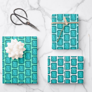 Feuille De Papier Cadeau Colombes de Noël fantaisistes Grille Vacances Lumi