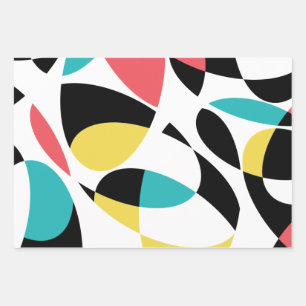 Feuille De Papier Cadeau Coloré, abstrait, moderne, amusant motif géométriq