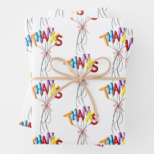 Feuille De Papier Cadeau Coloré "Merci" Écrit avec des Ballons