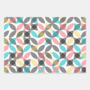Feuille De Papier Cadeau Coloré, moderne, gai circulaire géométrique