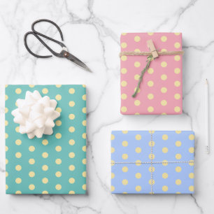 Feuille De Papier Cadeau Coloré Retro Pastel Pois Motif Pâques