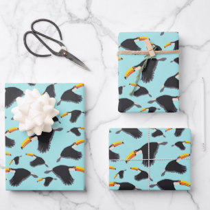 Feuille De Papier Cadeau Coloré Toucan Tropical Bird Motif