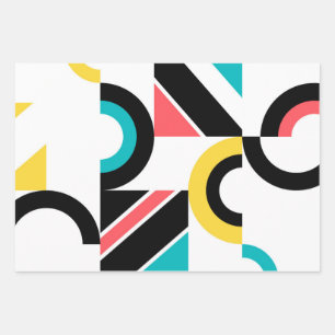 Feuille De Papier Cadeau Coloré, urbain, tendance, art géométrique moderne