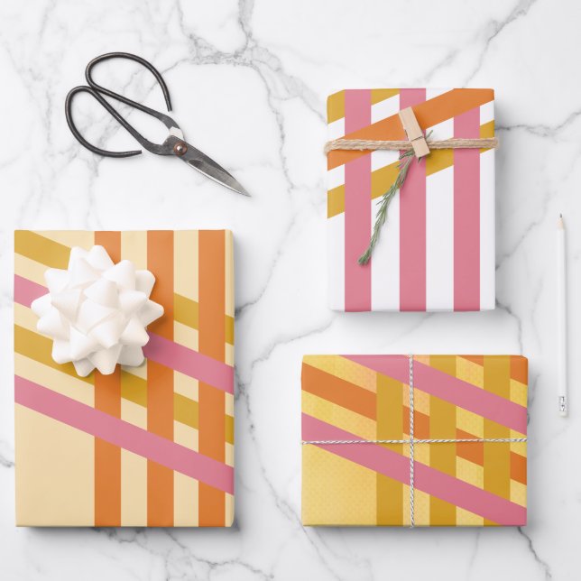 Feuille De Papier Cadeau Colorful Diagonal Stripes Generic Gift (Recto)