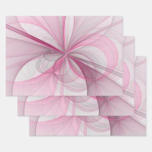 Feuille De Papier Cadeau Conception Abstraite de fractal rose pâle moderne