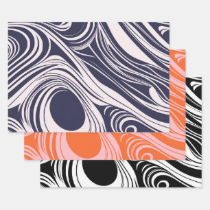 Feuille De Papier Cadeau conception Abstraite de tourbillons liquides bleus