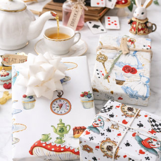Feuille De Papier Cadeau Conception Alice Tea Party