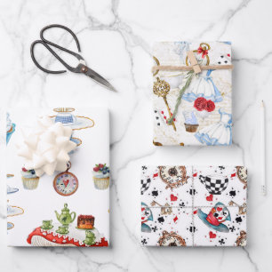 Feuille De Papier Cadeau Conception Alice Tea Party