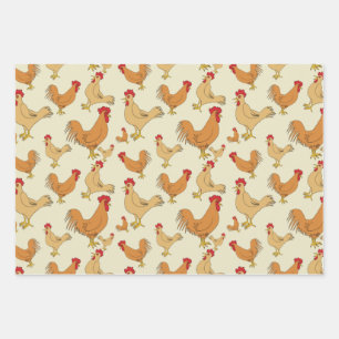 Feuille De Papier Cadeau Conception Brown du Motif de poulet