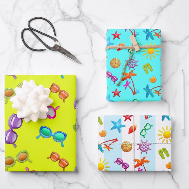Feuille De Papier Cadeau Conception d'amusement d'été Fête de filles (Recto)