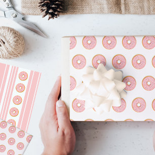 Feuille De Papier Cadeau Conception de beignets roses