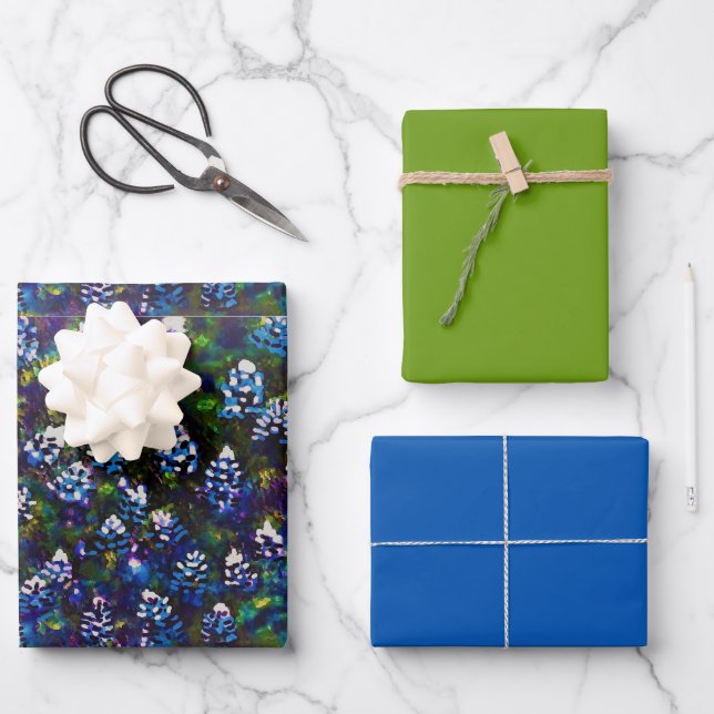 Feuille De Papier Cadeau Conception de blitz Blue Bonnet du Texas - Bleu ci (Recto)