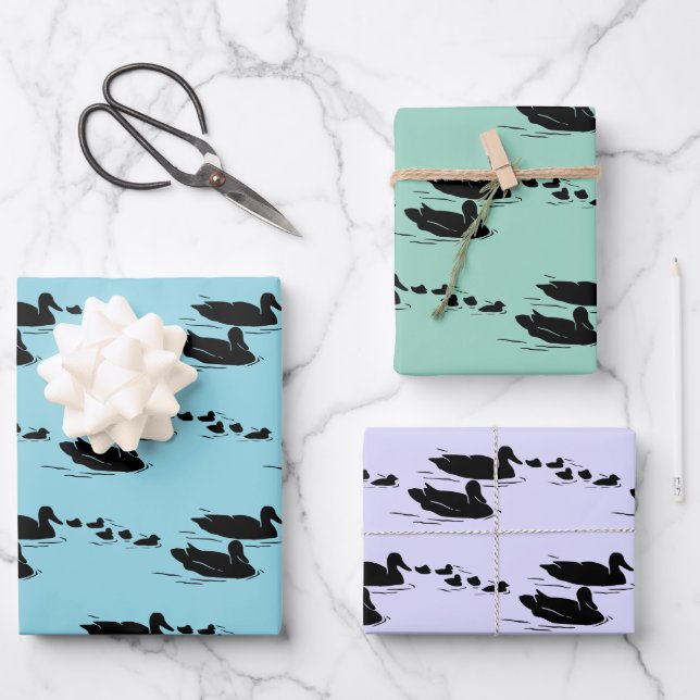 Feuille De Papier Cadeau Conception de canards de natation (Recto)