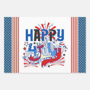 Feuille De Papier Cadeau Conception de célébration patriotique du 4 juillet