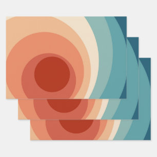 Feuille De Papier Cadeau Conception de cercles de style rétro coloré