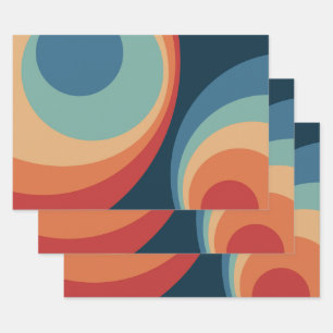Feuille De Papier Cadeau Conception de cercles rétro colorés