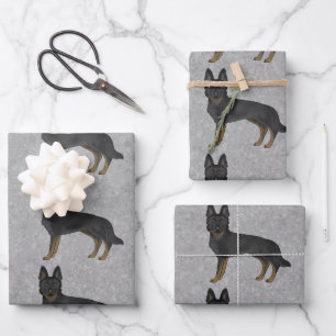 Feuille De Papier Cadeau Conception de chien de dessin animé mignon Bi-Noir