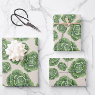 Feuille De Papier Cadeau Conception de chou vert biologique