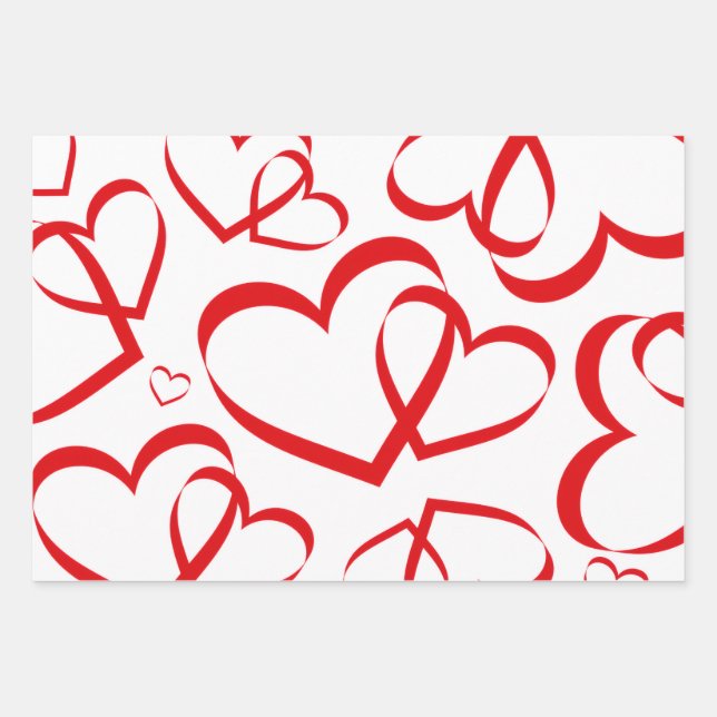 Feuille De Papier Cadeau Conception de cœur romantique (Devant)