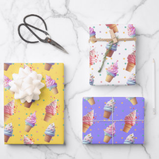 Feuille De Papier Cadeau Conception de la crème glacée de service doux mign