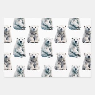 Feuille De Papier Cadeau Conception de motif d'animal ours polaire