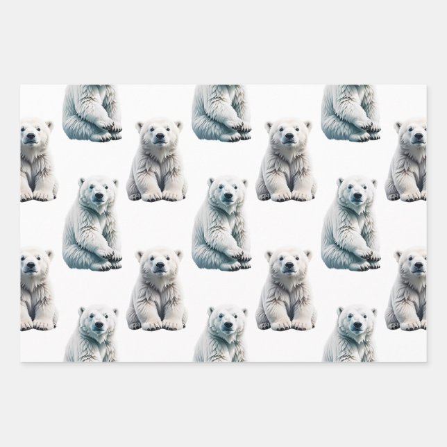 Feuille De Papier Cadeau Conception de motif d'animal ours polaire  (Devant)